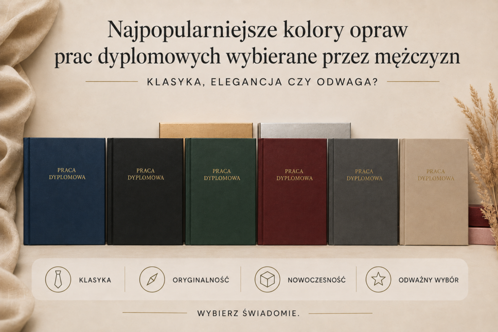 Najpopularniejsze kolory opraw prac dyplomowych wybierane przez mężczyzn